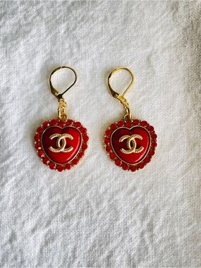 CHANEL Gold Pendants turned into Earrings